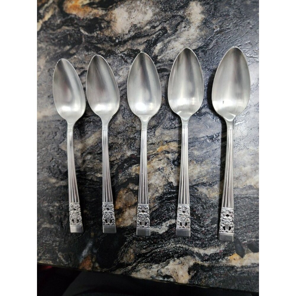 Oneida Community CORONATION Silver Plate 1936 Silverware  Set of 5 SOUP SPOONS